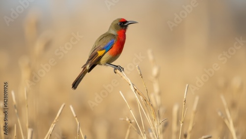 Red Throated Bee Eater On Branch photo