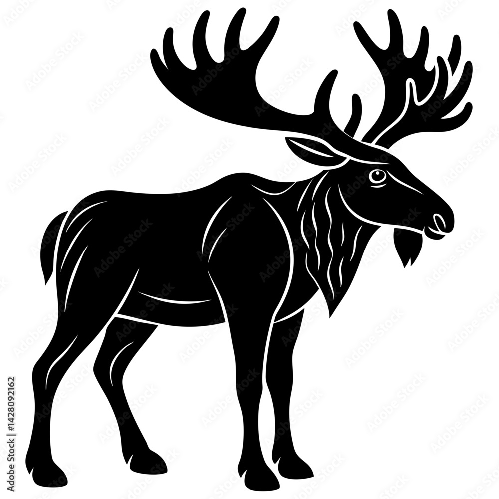 Obraz premium Moose silhouette with large antlers vector