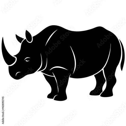 Black rhinoceros silhouette vector design
