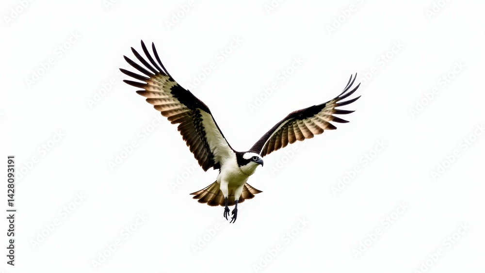 Obraz premium Osprey Flying Against White Background-Portrait