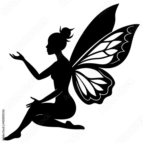 Silhouette of a fairy with butterfly wings
