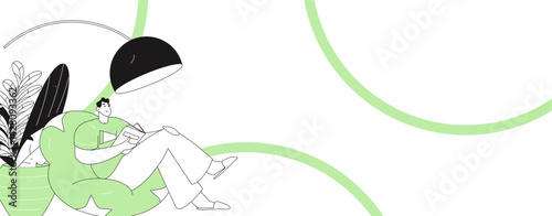 Home indoor character scene flat vector concept operation hand drawn illustration
