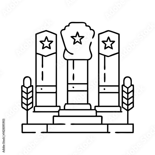veterans memorial icon, veterans memorial line art - simple line art of veterans memorial, perfect for veterans memorial logos and icons