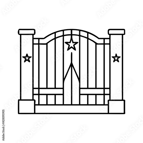 veterans cemetery gate icon, veterans cemetery gate line art - simple line art of veterans cemetery gate, perfect for veterans cemetery gate logos and icons