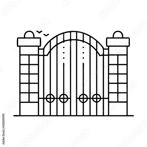 veterans cemetery gate icon, veterans cemetery gate line art - simple line art of veterans cemetery gate, perfect for veterans cemetery gate logos and icons