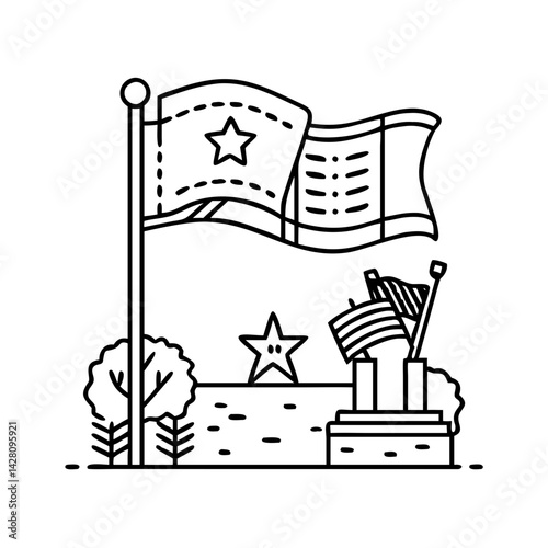 veterans memorial icon, veterans memorial line art - simple line art of veterans memorial, perfect for veterans memorial logos and icons