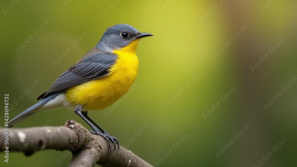 Fototapeta premium Eastern Yellow Robin Perched on Branch