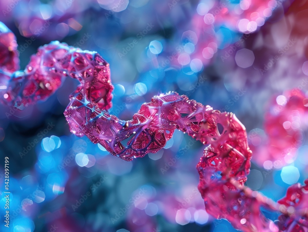 A mesmerizing 3D visualization of entangled polymer chains showcasing complex molecular interactions and structural integrity A mesmerizing 3D visualization of entangled polymer chains showcasing complex molecular interactions and structural integrity