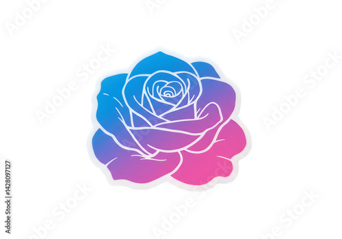 Stunning Gradient Rose: Pink and Blue Flower Illustration transparent background