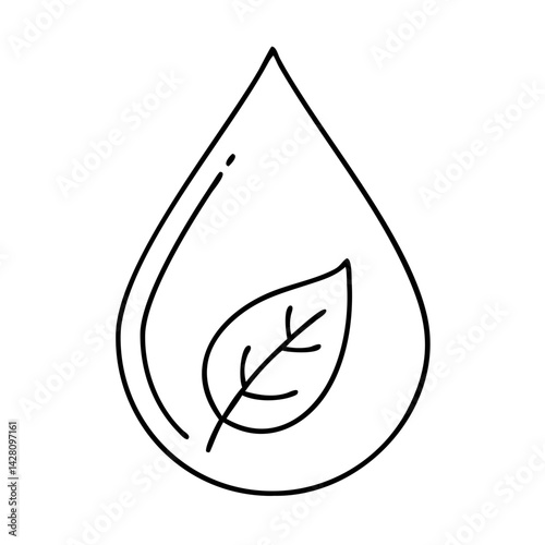 water drop with leaf icon, water drop with leaf line art - simple line art of water drop with leaf, perfect for water drop with leaf logos and icons