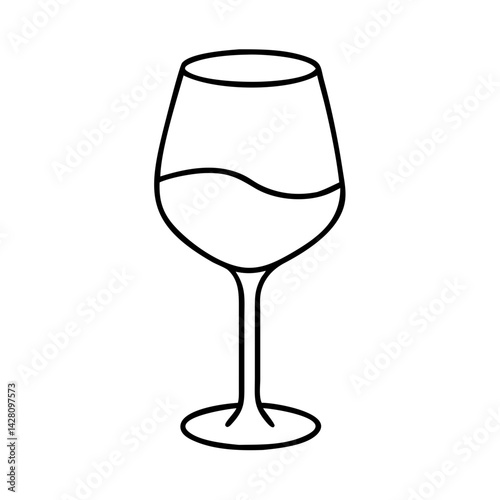 white wine glass icon, white wine glass line art - simple line art of white wine glass, perfect for white wine glass logos and icons