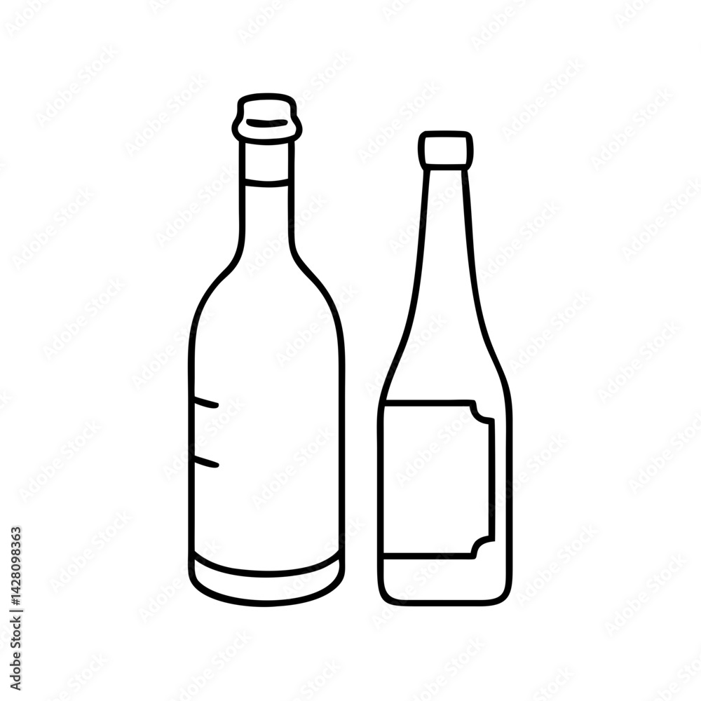 wine bottle icon, wine bottle line art - simple line art of wine bottle, perfect for wine bottle logos and icons wine bottle icon, wine bottle line art - simple line art of wine bottle, perfect for wine bottle logos and icons
