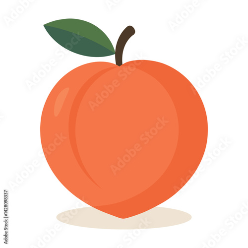 Peach Vector Illustration – Warm Organic Color Palette. Flat vector illustration of a juicy peach with soft shading and a natural warm color palette. 