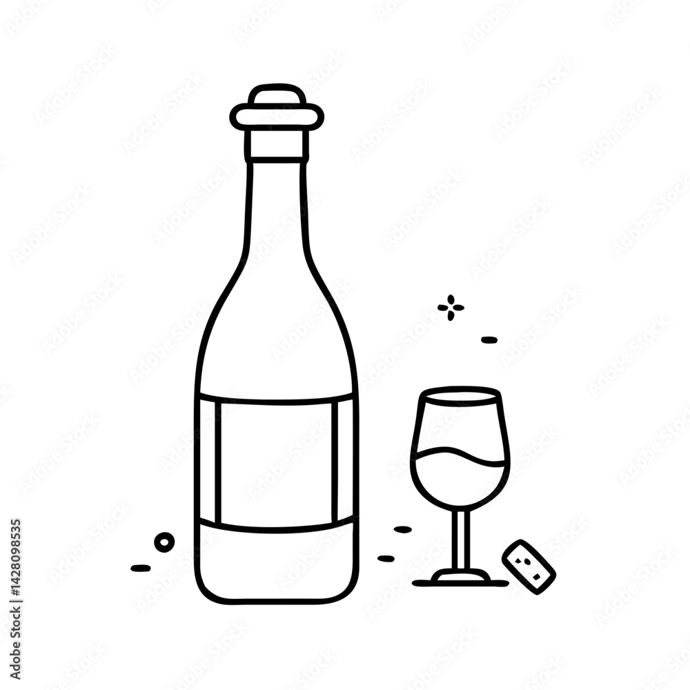 wine bottle with cork icon, wine bottle with cork line art - simple line art of wine bottle with cork, perfect for wine bottle with cork logos and icons wine bottle with cork icon, wine bottle with cork line art - simple line art of wine bottle with cork, perfect for wine bottle with cork logos and icons