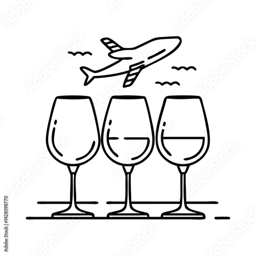 wine flight icon, wine flight line art - simple line art of wine flight, perfect for wine flight logos and icons