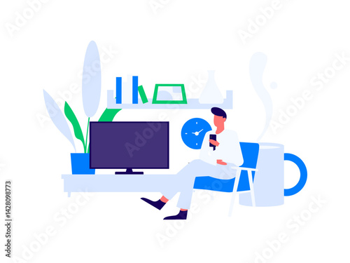 Home indoor character scene flat vector concept operation hand drawn illustration
