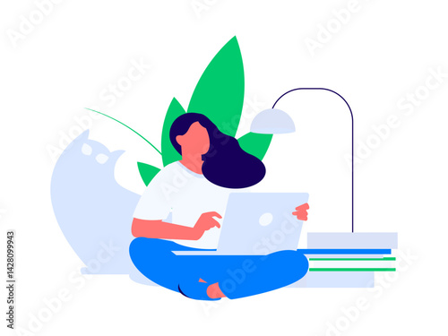 Home indoor character scene flat vector concept operation hand drawn illustration
