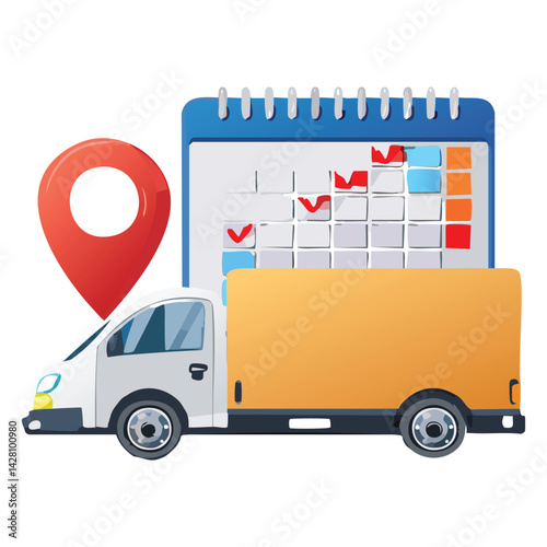 Shipping Truck with Cargo Reminder, GPS Pin, and Fast Transport
