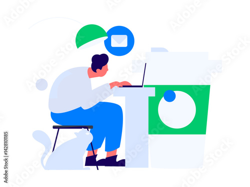 Home indoor character scene flat vector concept operation hand drawn illustration
