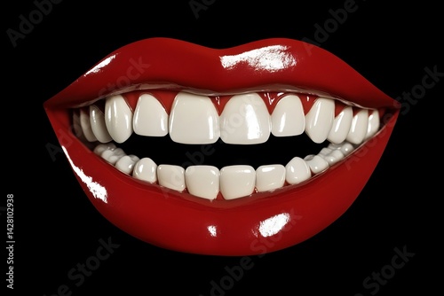 A woman's mouth is smiling, revealing a chipped front incisor tooth