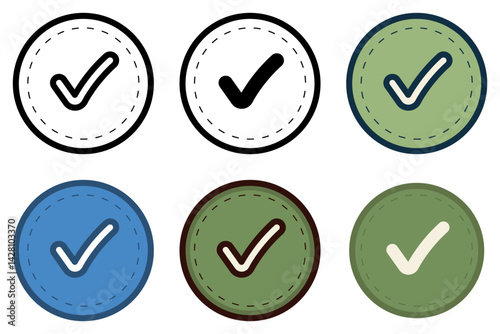 check mark round shape icon vector illustration