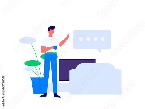 Home indoor character scene flat vector concept operation hand drawn illustration
