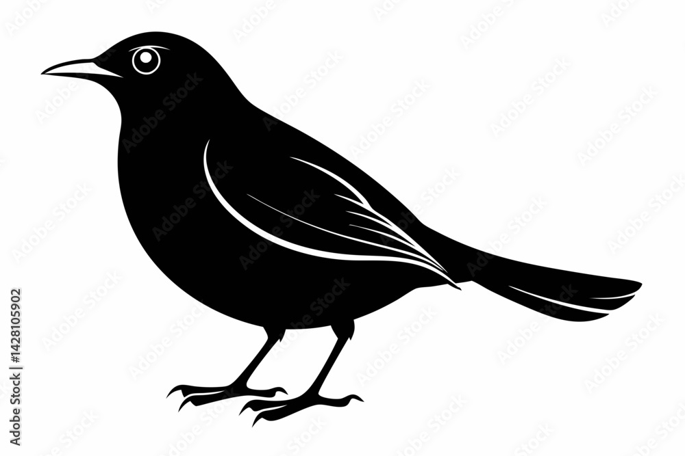 Obraz premium blackbird silhouette line art vector illustration with a white background