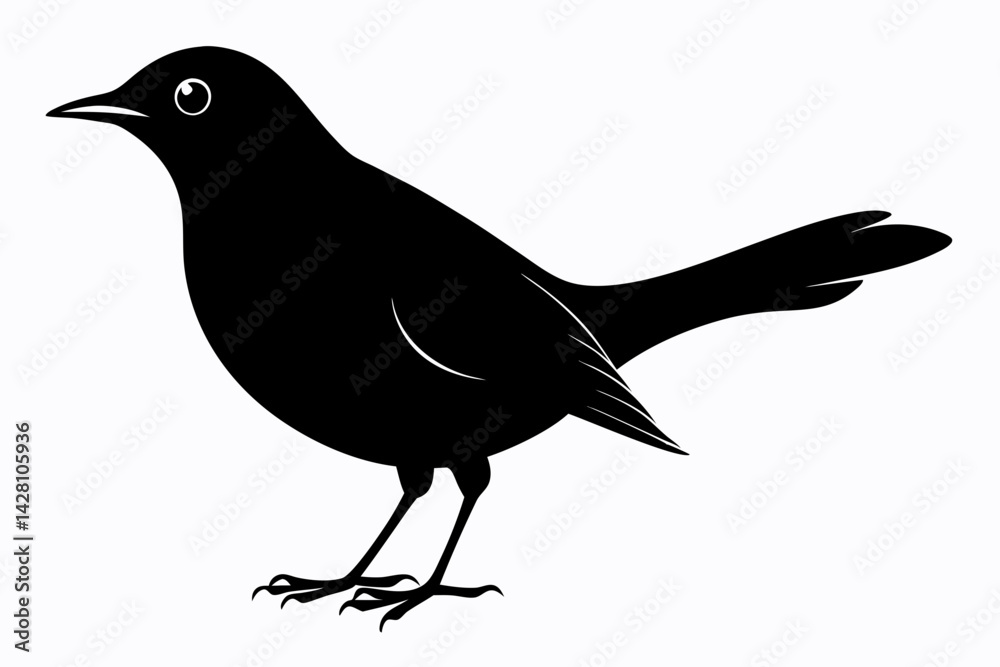 Fototapeta premium blackbird silhouette line art vector illustration with a white background