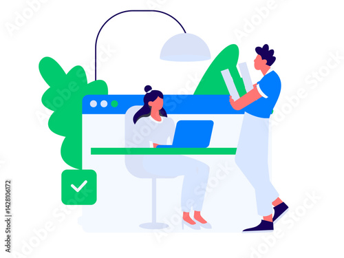 Home indoor character scene flat vector concept operation hand drawn illustration
