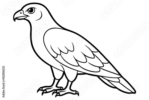 buzzard silhouette line art vector illustration with a white background