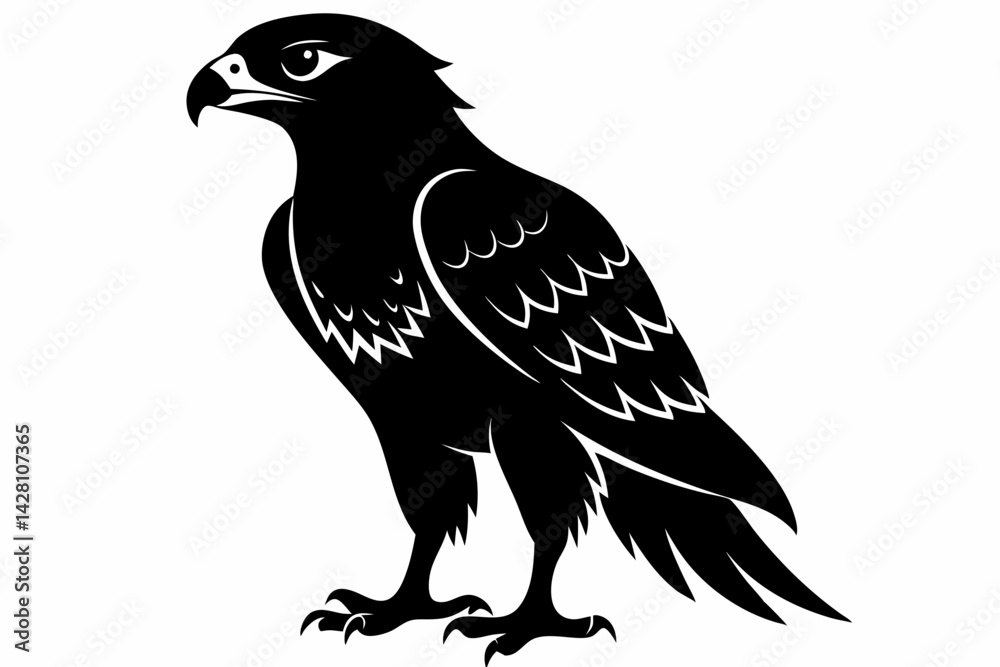 Fototapeta premium buzzard silhouette line art vector illustration with a white background