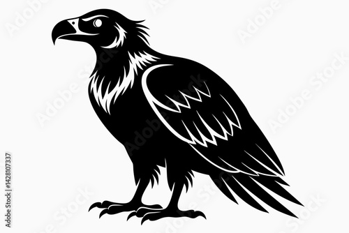 buzzard silhouette line art vector illustration with a white background