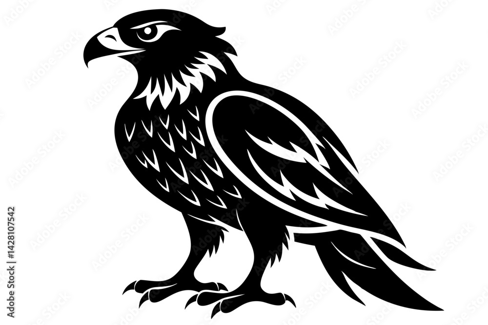 Fototapeta premium buzzard silhouette line art vector illustration with a white background
