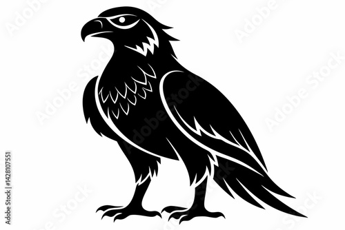 buzzard silhouette line art vector illustration with a white background