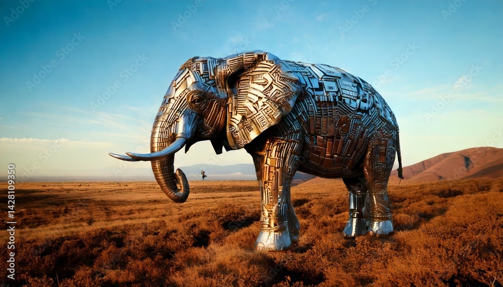 Fototapeta premium Giant Iron Elephant from the Tech World