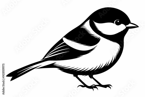 cormorant silhouette line art vector illustration with a white background