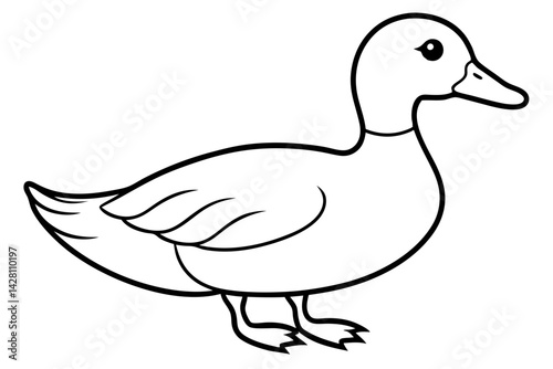 duck silhouette line art vector illustration with a white background
