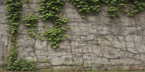 Grey plaster facade house wall with dark cracks