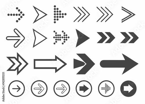 Collection of Diverse Arrow Icons Directions, Navigation, and Guidance