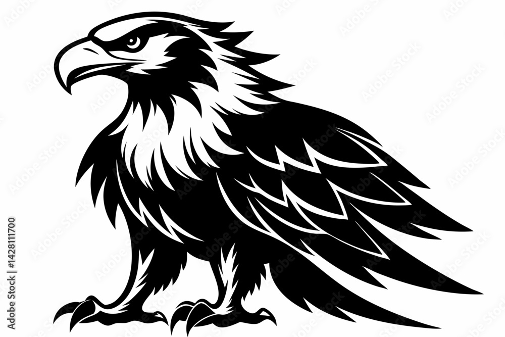 eagle silhouette line art vector illustration with a white background eagle silhouette line art vector illustration with a white background