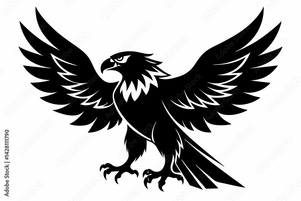 Obraz premium eagle silhouette line art vector illustration with a white background