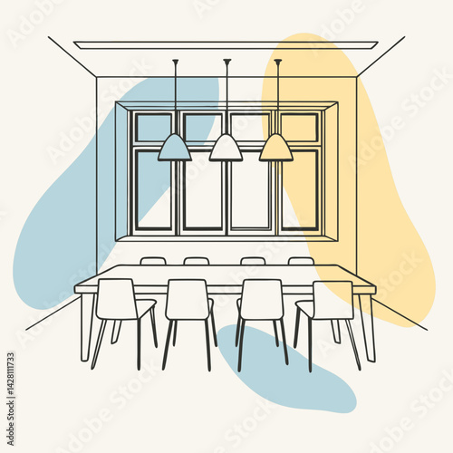vector illustration of a dining room