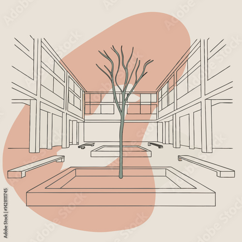 vector illustration of inner garden