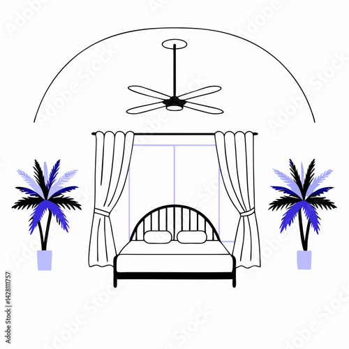 vector illustration of a bedroom