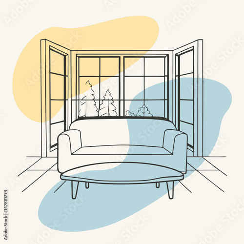 interior of a living room with a view 