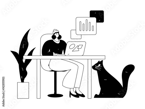 Home indoor character scene flat vector concept operation hand drawn illustration
