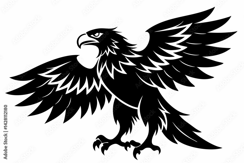 Obraz premium eagle silhouette line art vector illustration with a white background