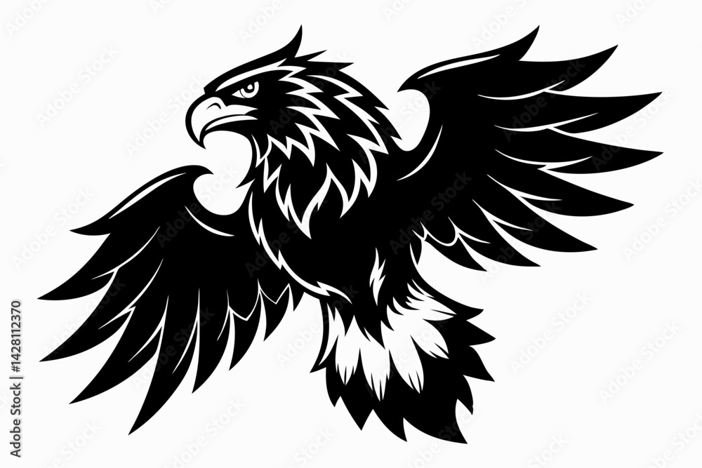 Fototapeta premium eagle silhouette line art vector illustration with a white background