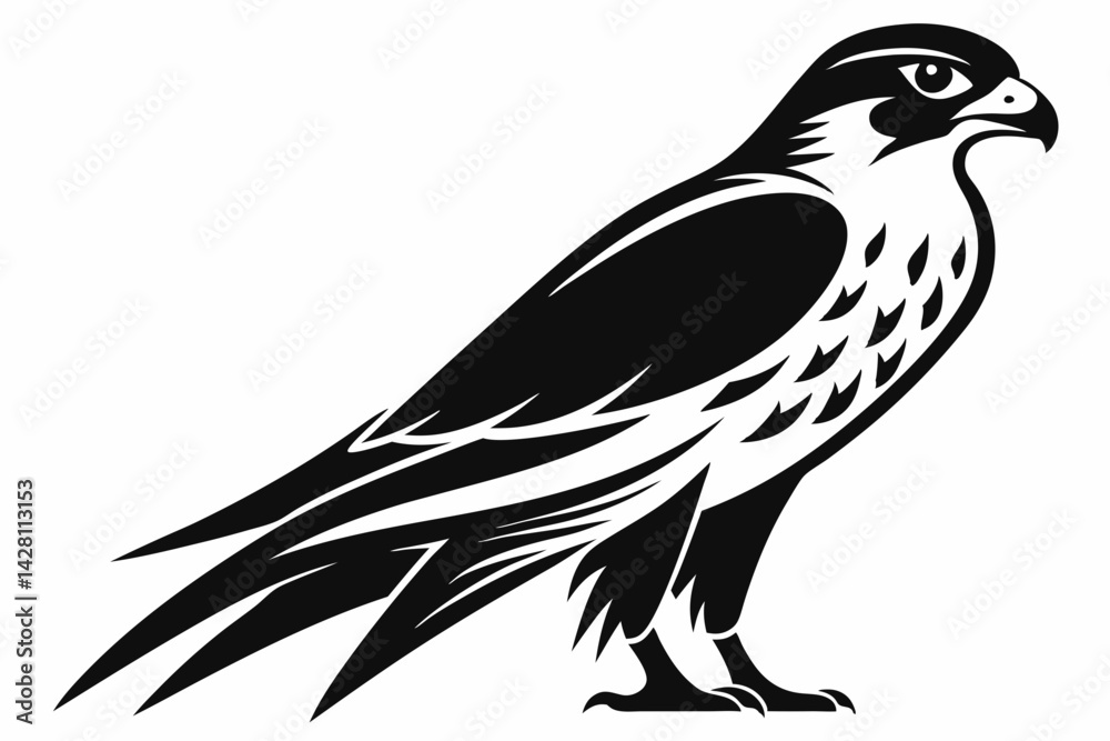 Fototapeta premium falcon silhouette line art vector illustration with a white background