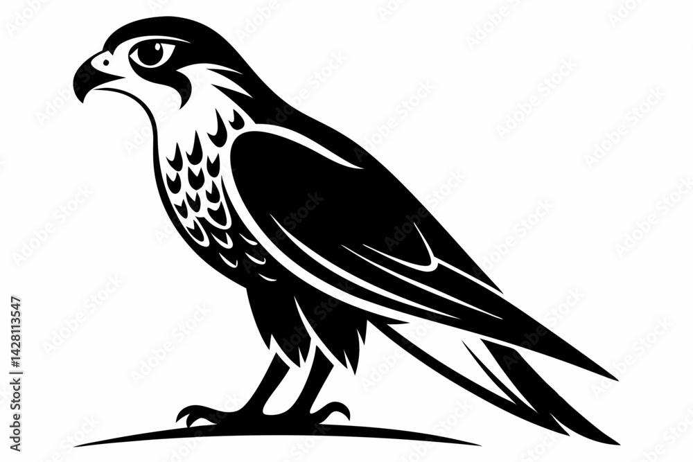 Fototapeta premium falcon silhouette line art vector illustration with a white background